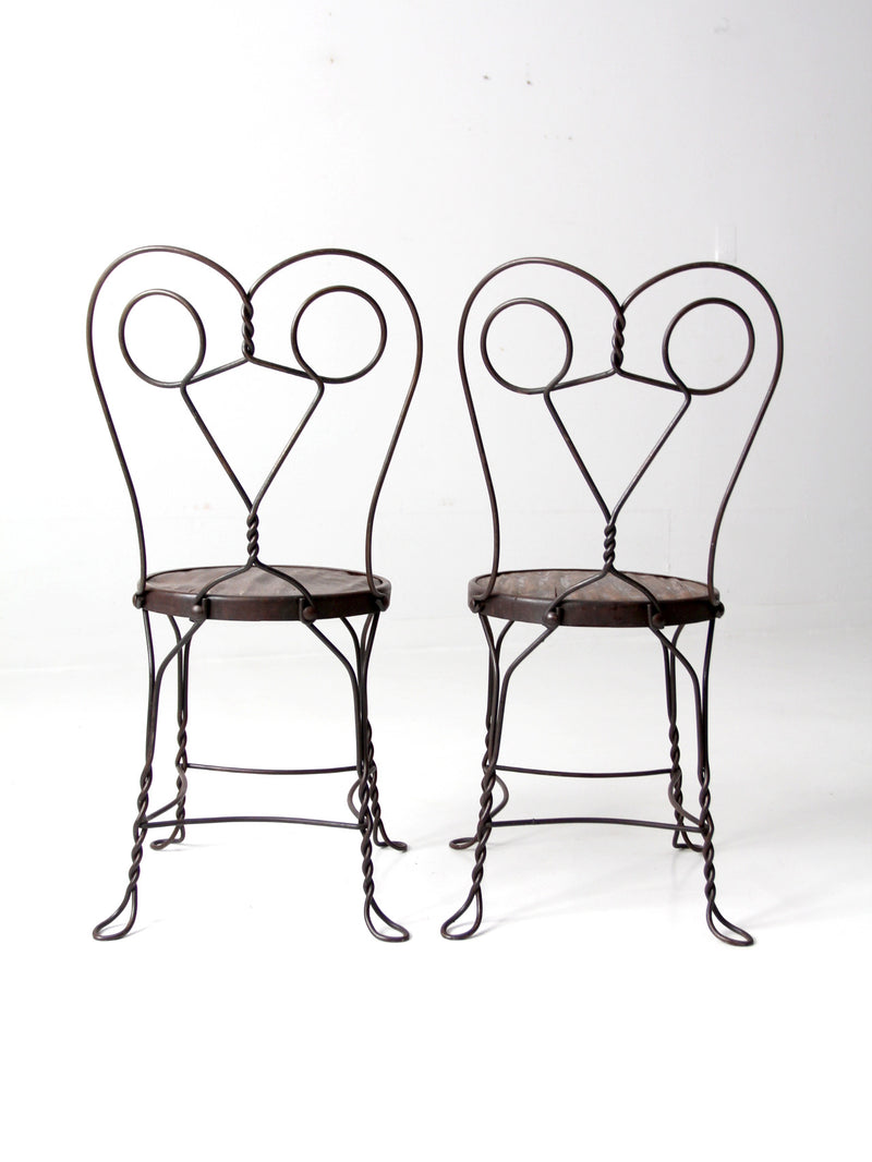 antique ice cream parlor bistro chair pair