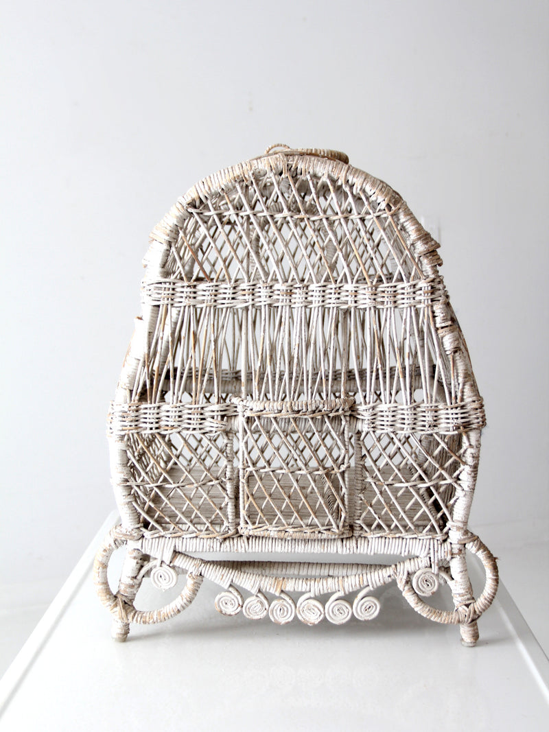vintage white wicker bird cage