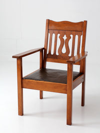 antique Arts and Crafts Mission oak armchair