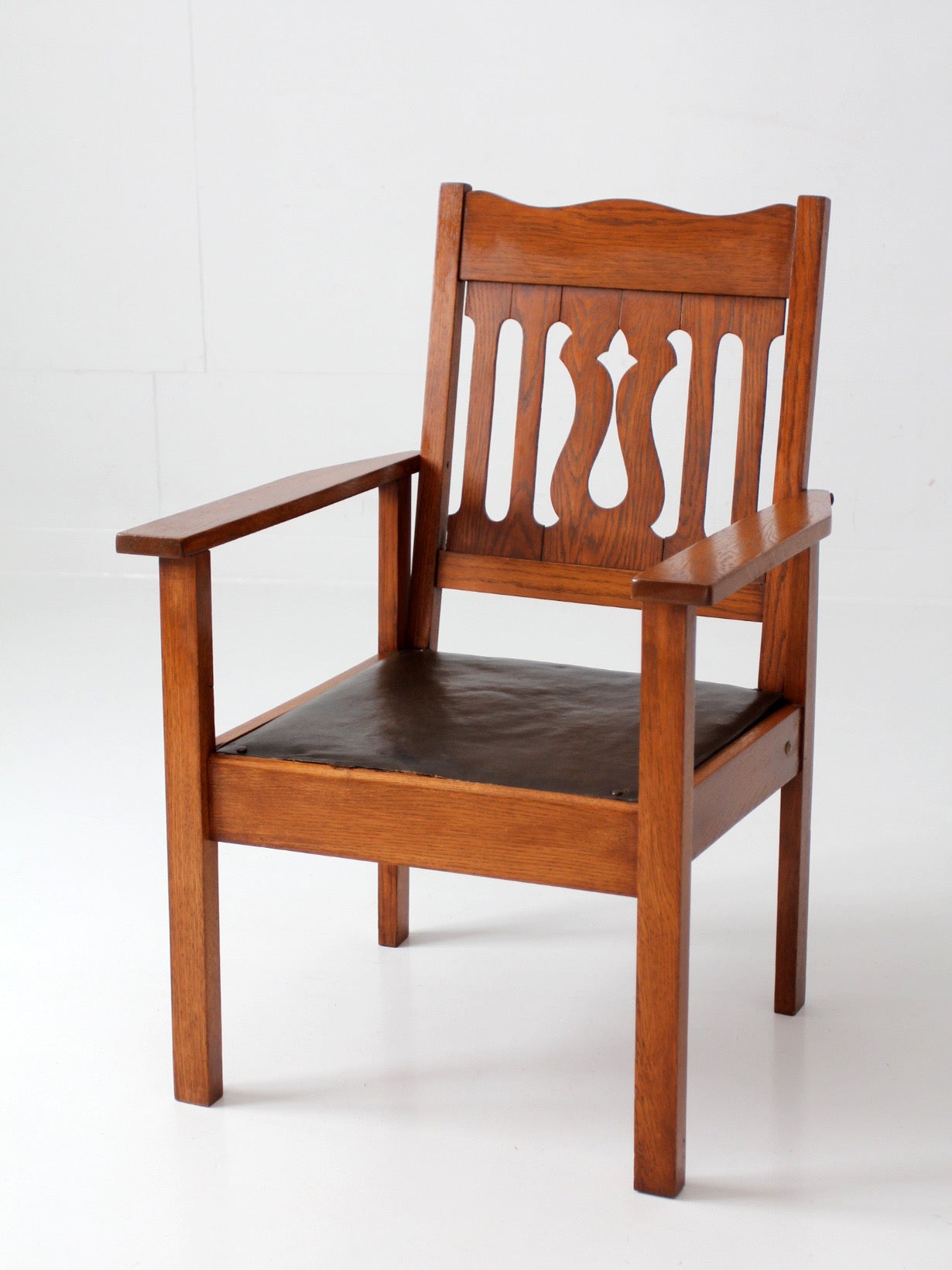 antique Arts and Crafts Mission oak armchair