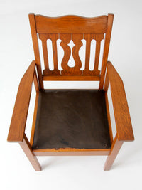 antique Arts and Crafts Mission oak armchair
