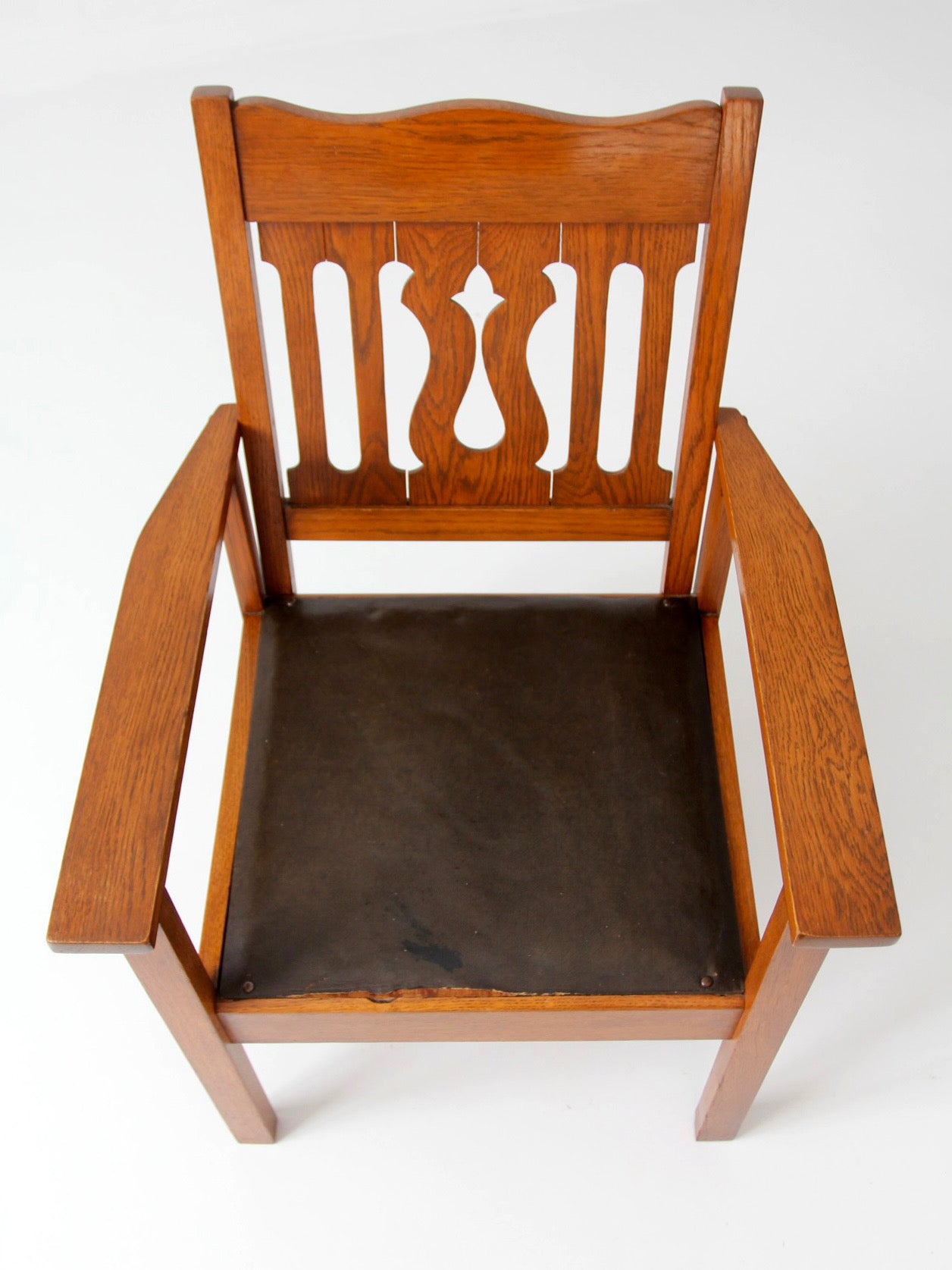 antique Arts and Crafts Mission oak armchair