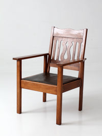 antique Arts and Crafts Mission oak armchair