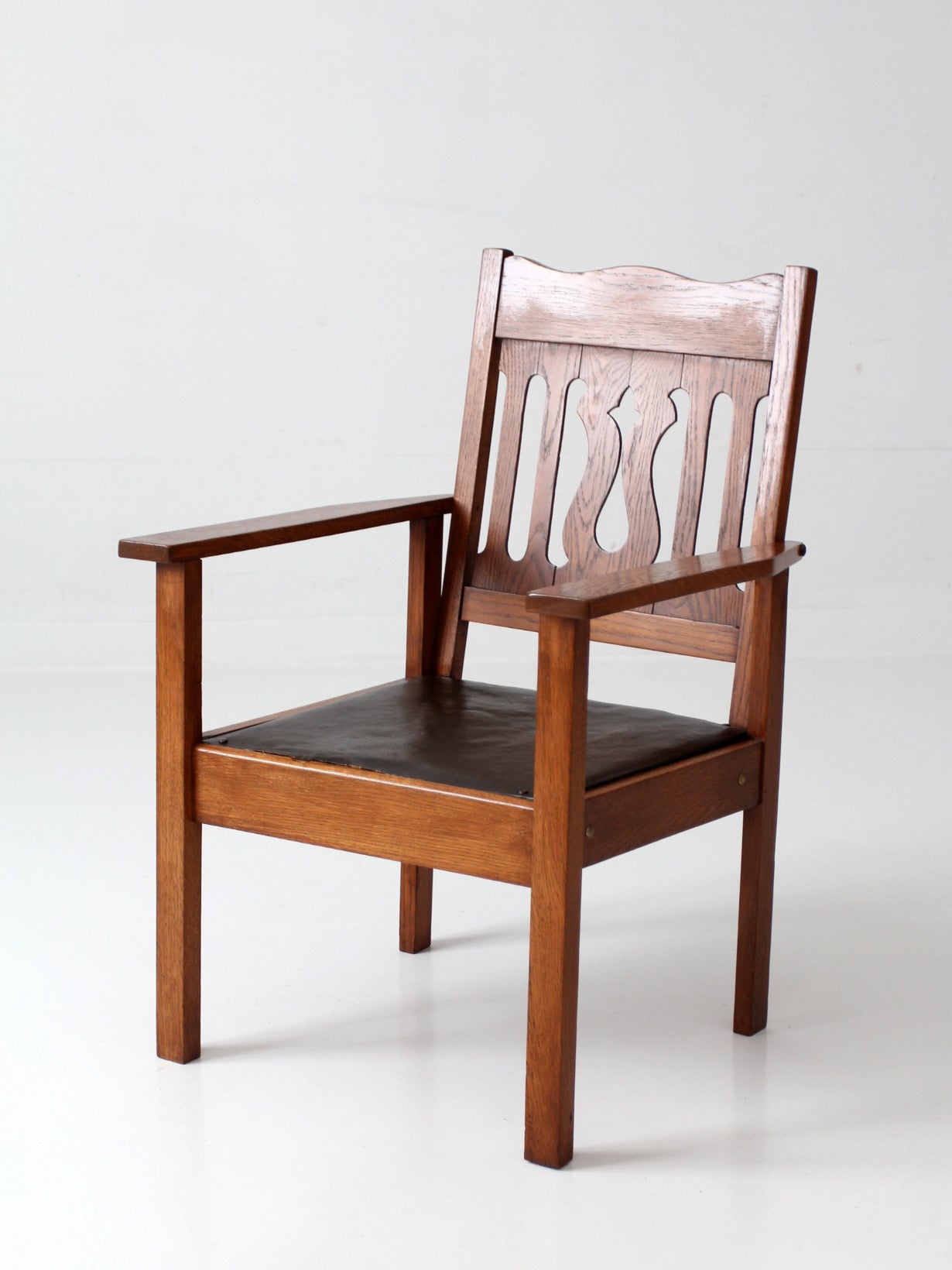 antique Arts and Crafts Mission oak armchair