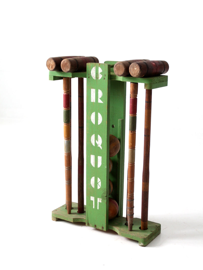 mid century croquet set lawn game