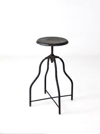 antique industrial adjustable metal stool