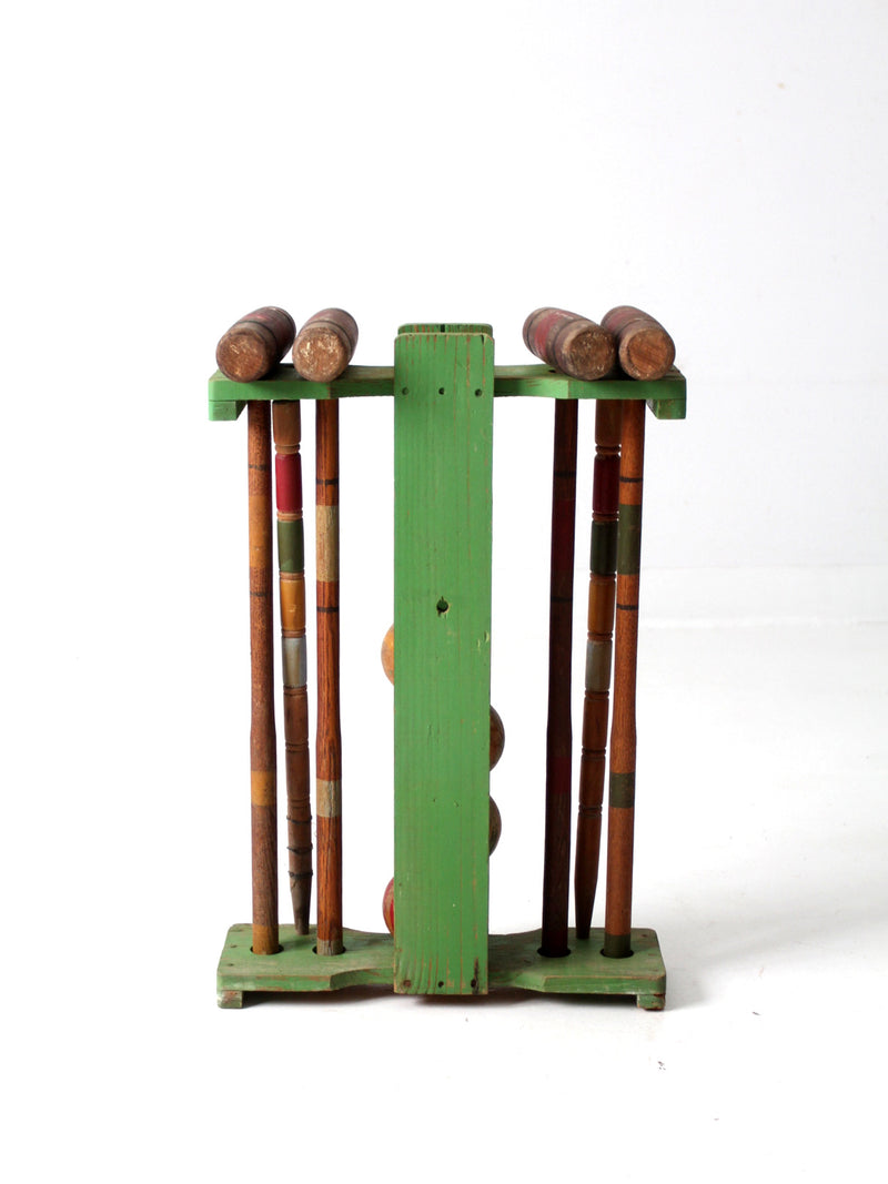 mid century croquet set lawn game