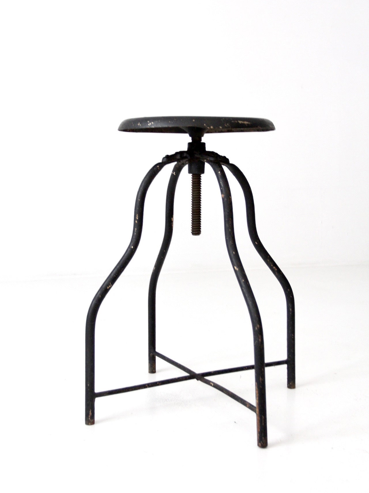 antique industrial adjustable metal stool