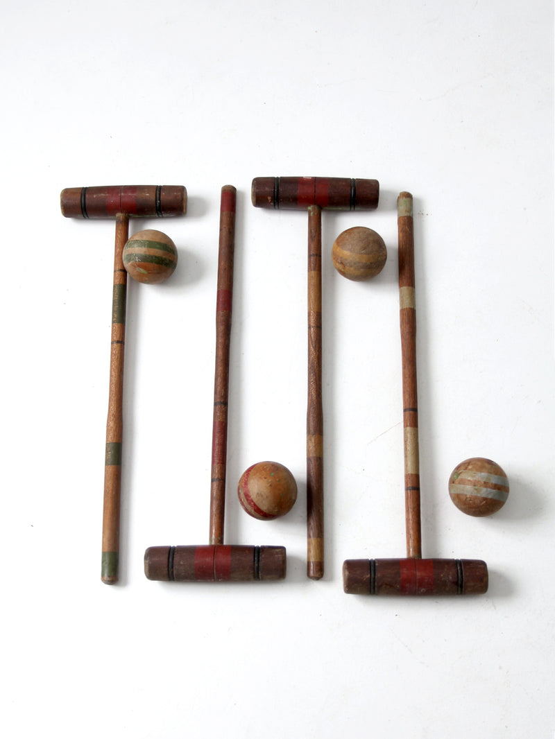 mid century croquet set lawn game