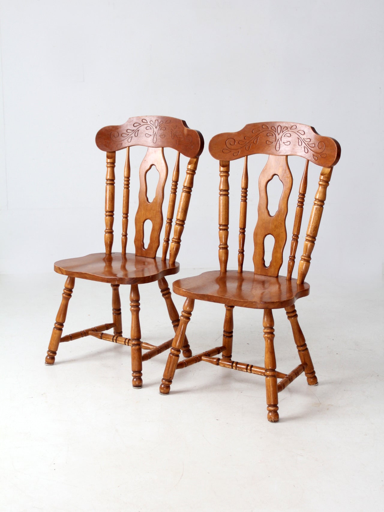 vintage splat-back dining chairs pair