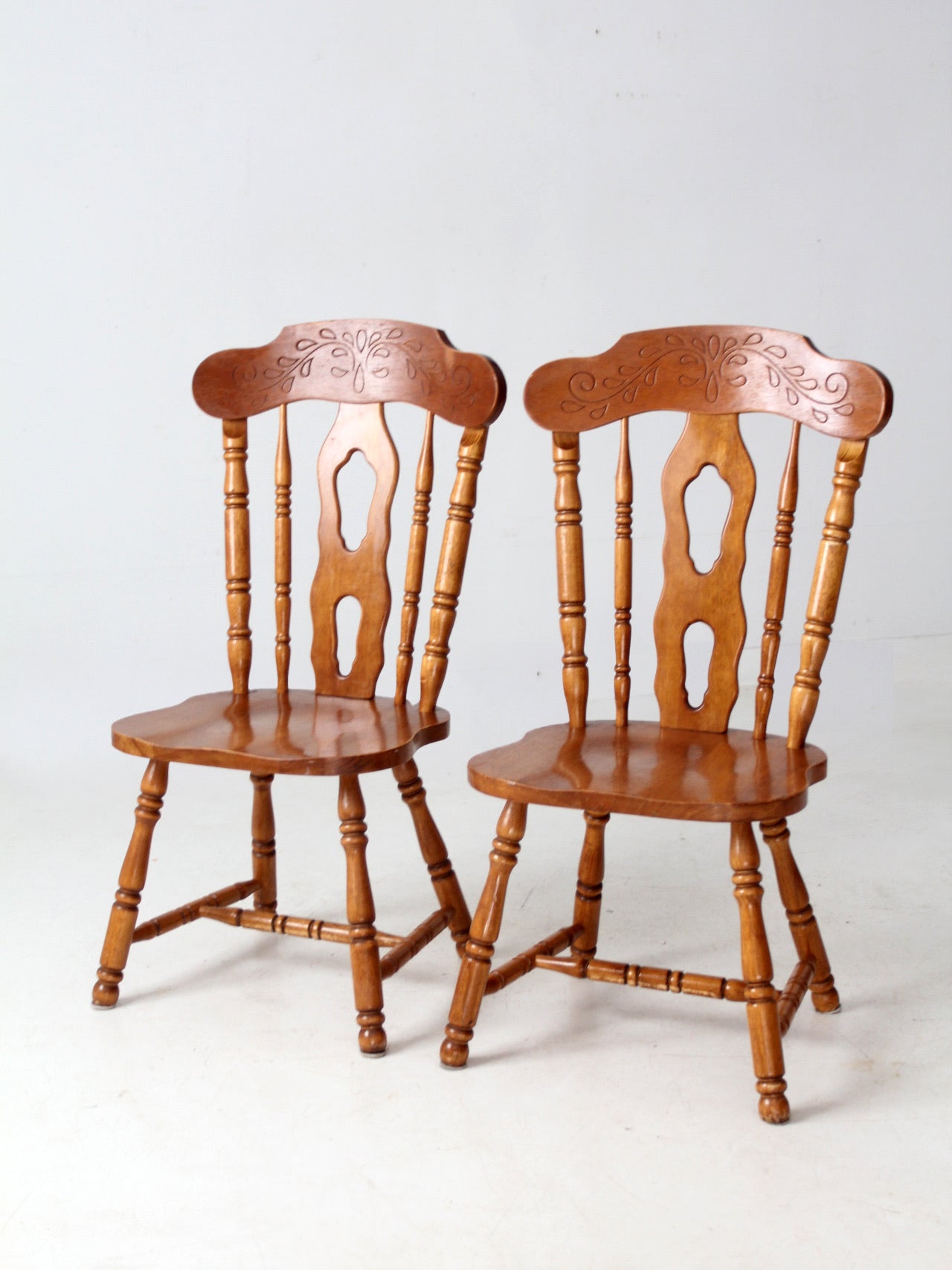 vintage splat-back dining chairs pair