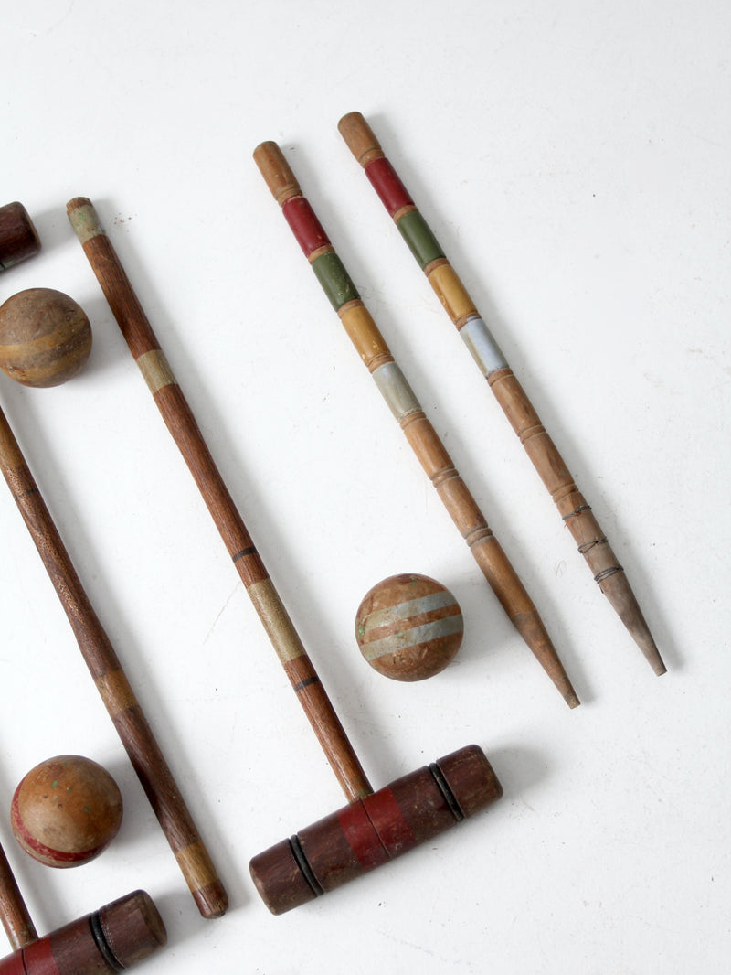 mid century croquet set lawn game