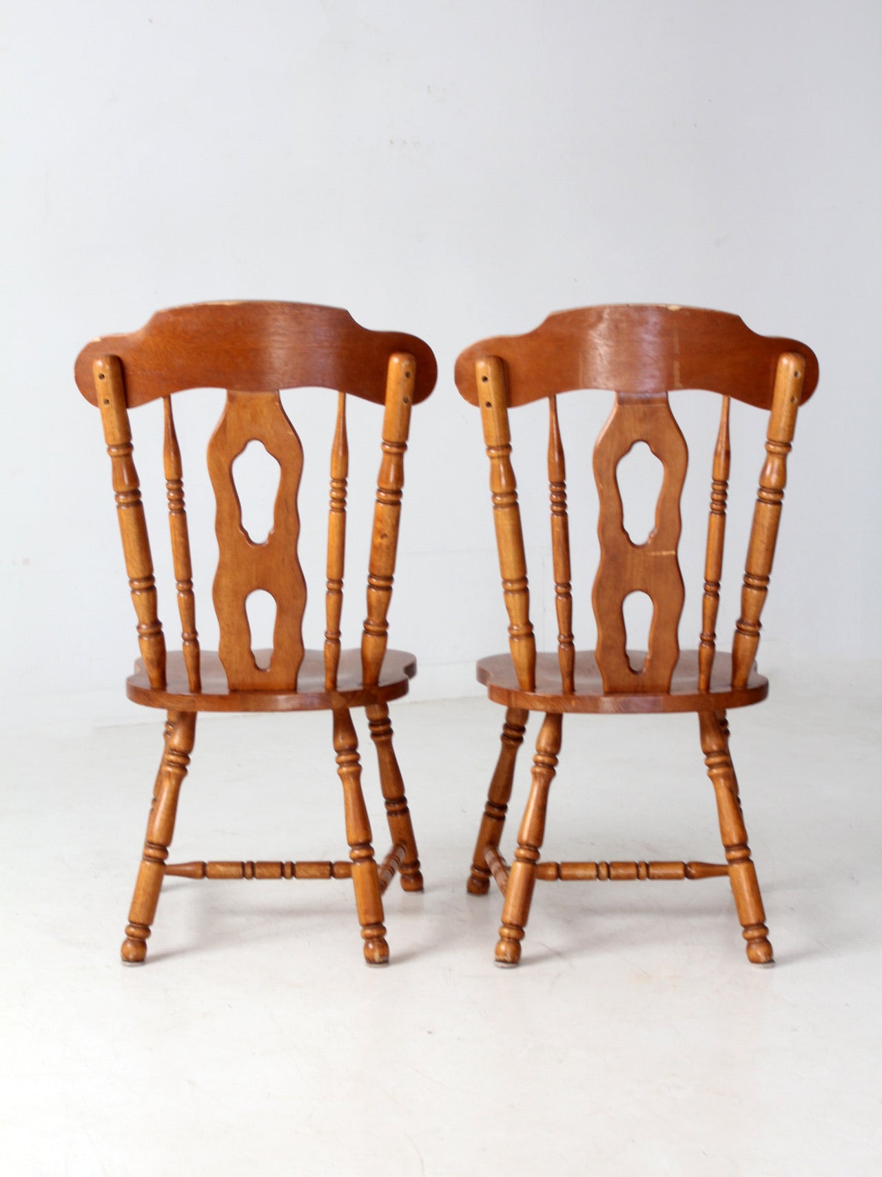 vintage splat-back dining chairs pair