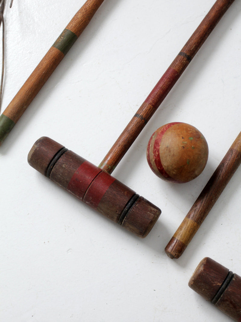 mid century croquet set lawn game