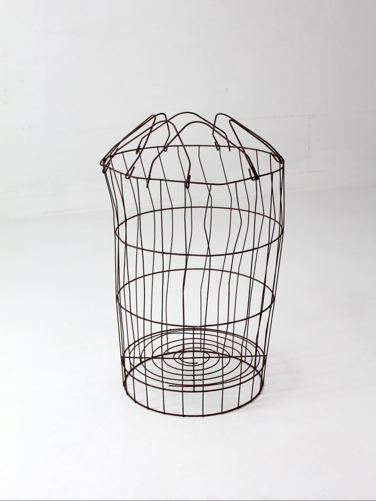 antique wire gathering basket