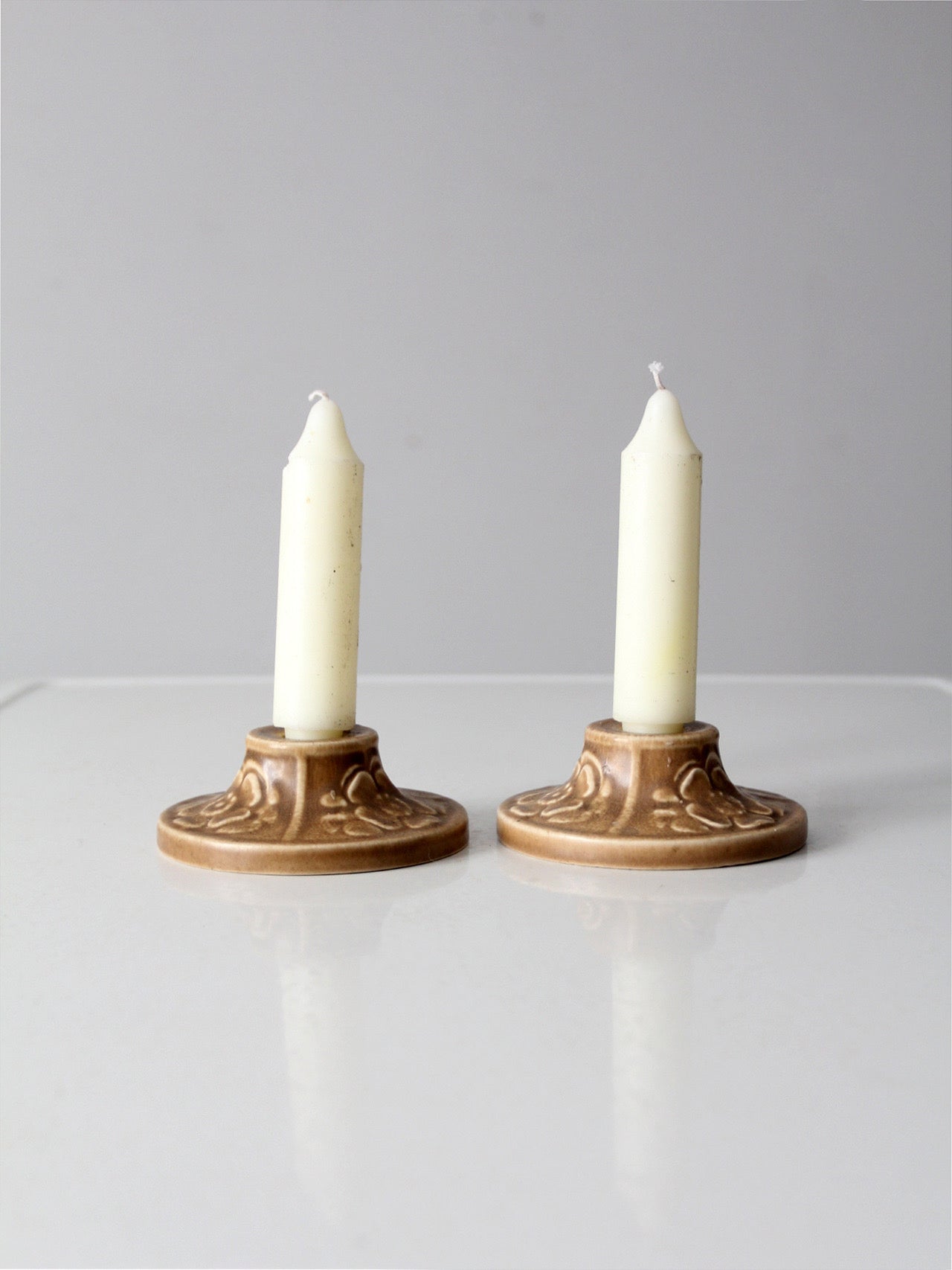 pair of antique Rookwood Pottery candlestick holders