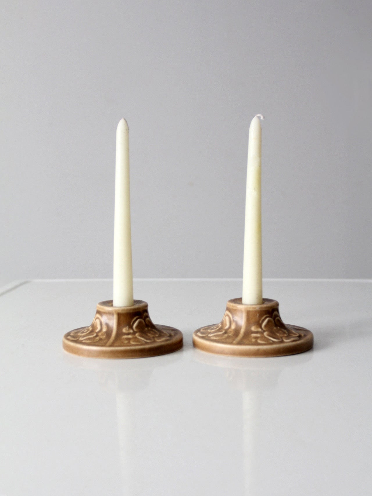 pair of antique Rookwood Pottery candlestick holders