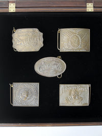 vintage 1970s belt buckles with Americana logos