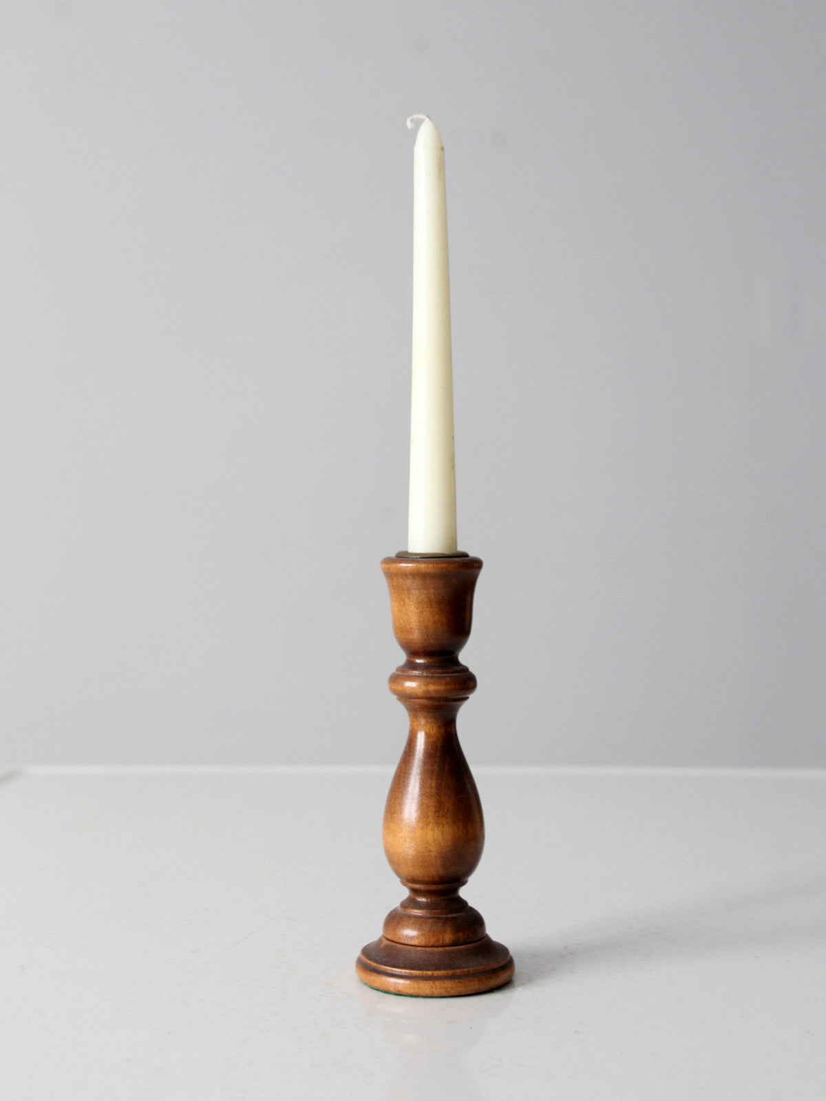 vintage turned wood candlestick holder