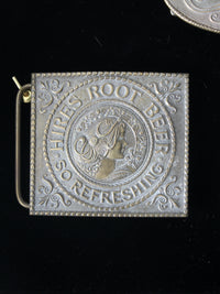 vintage 1970s belt buckles with Americana logos