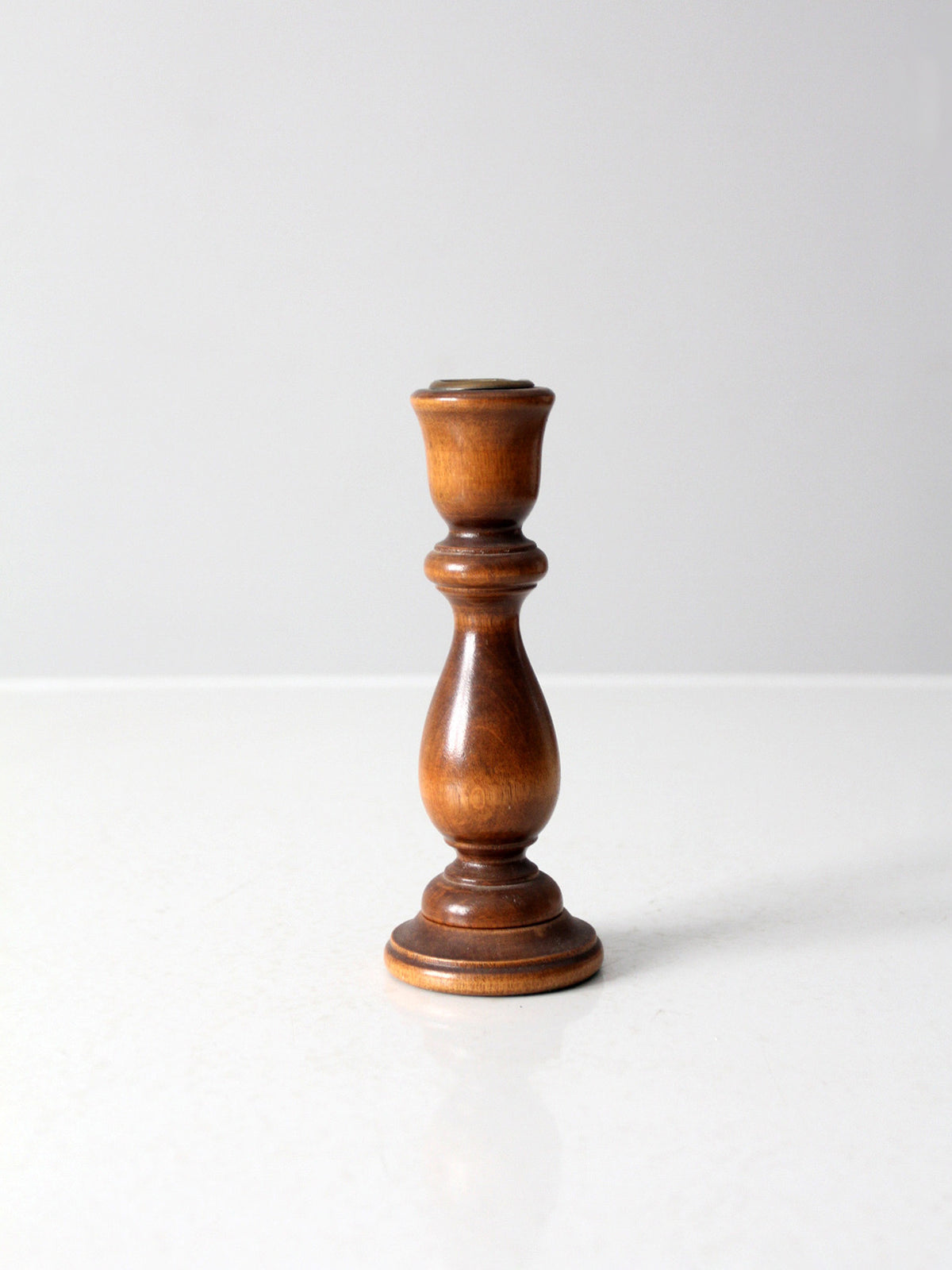 vintage turned wood candlestick holder