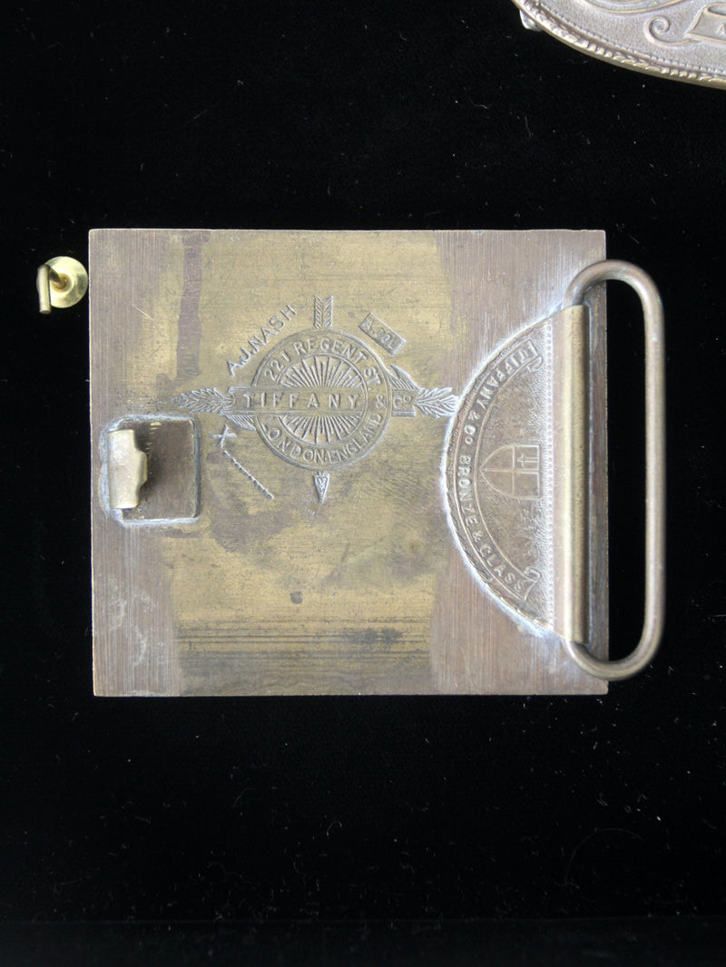 vintage 1970s belt buckles with Americana logos