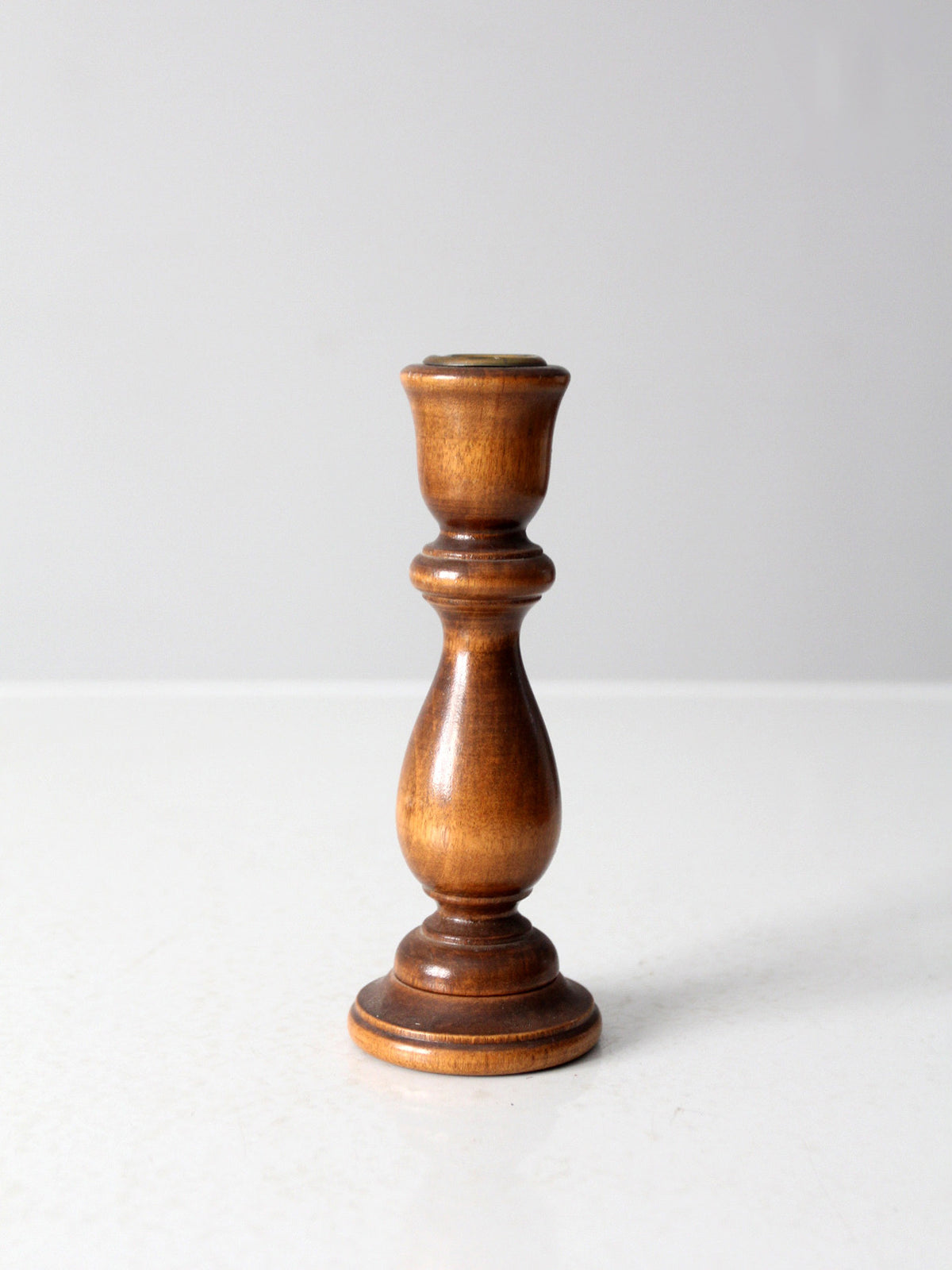vintage turned wood candlestick holder
