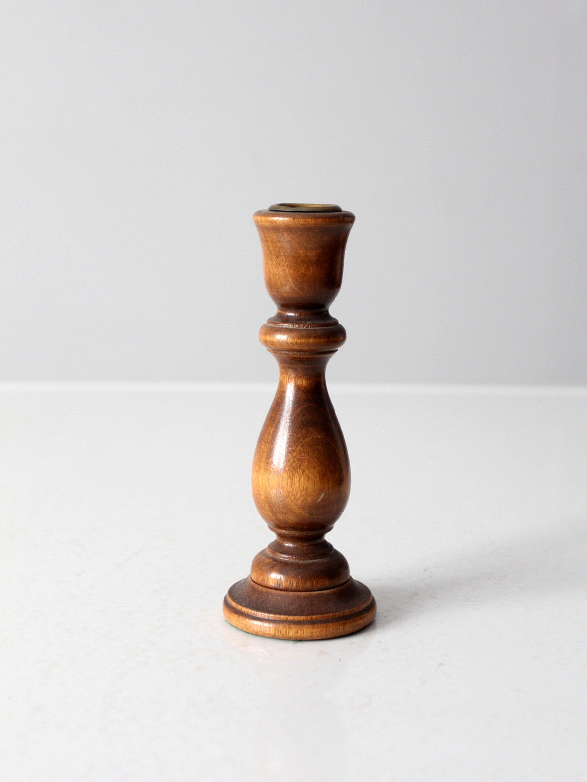 vintage turned wood candlestick holder