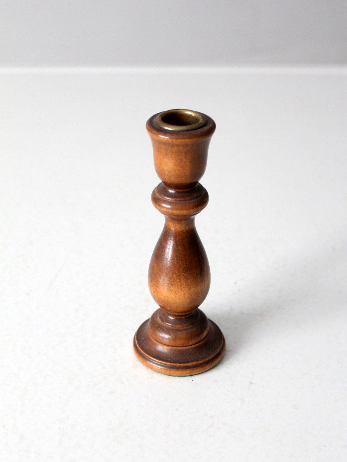 vintage turned wood candlestick holder