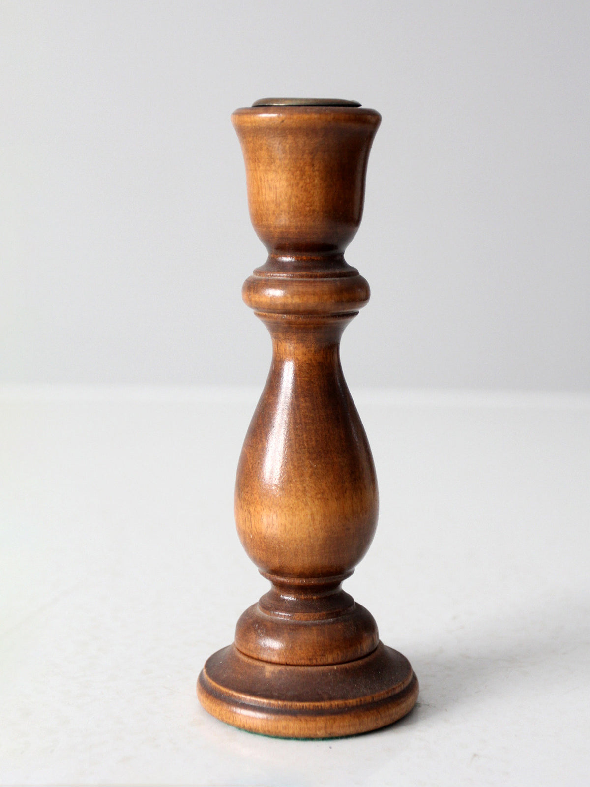 vintage turned wood candlestick holder
