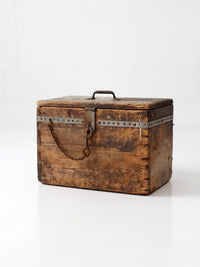 antique primitive industrial wood storage box