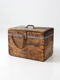 antique primitive industrial wood storage box