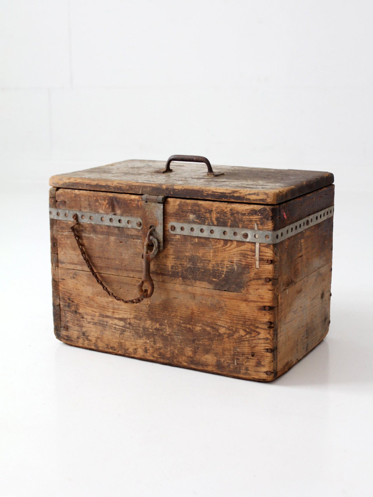 antique primitive industrial wood storage box