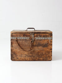 antique primitive industrial wood storage box