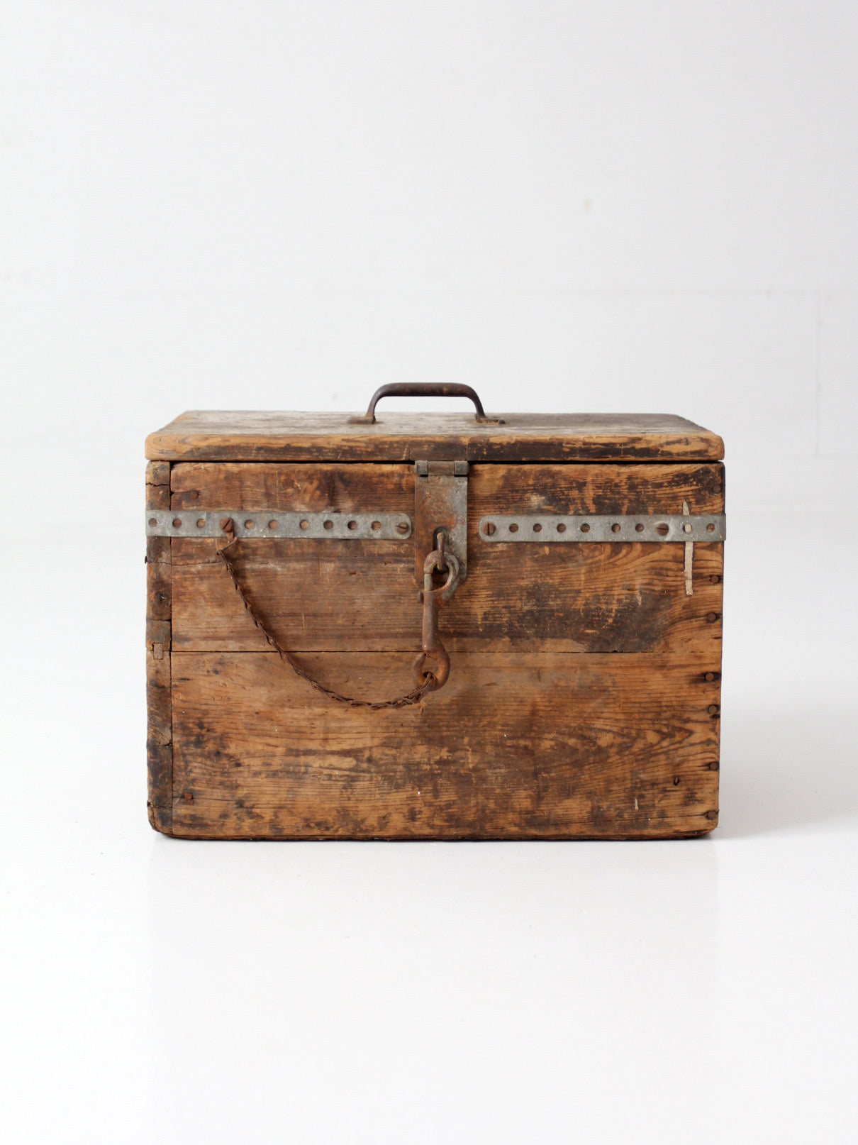 antique primitive industrial wood storage box
