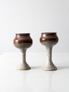 vintage studio pottery chalice pair