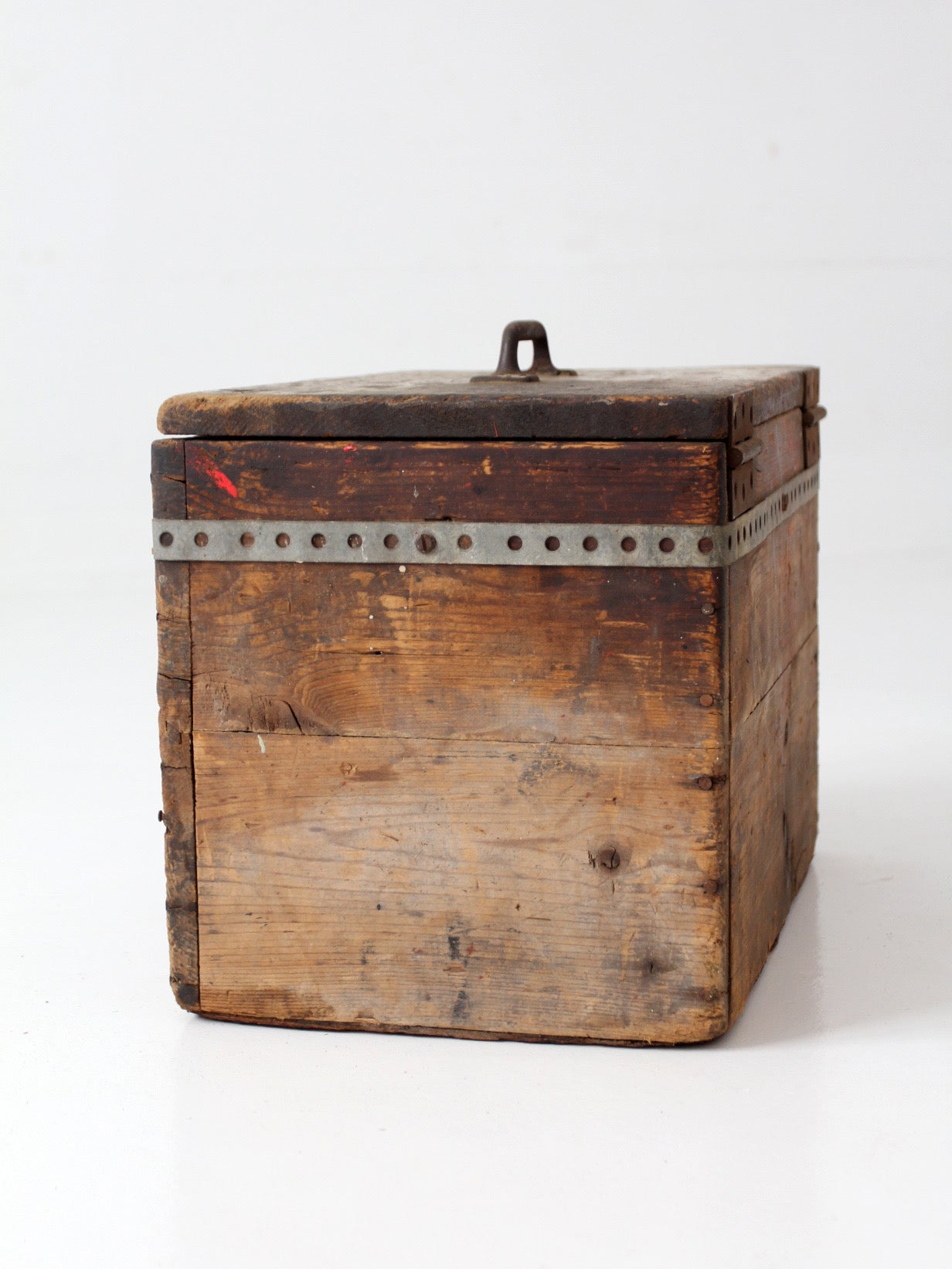 antique primitive industrial wood storage box
