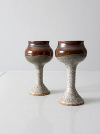 vintage studio pottery chalice pair