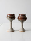 vintage studio pottery chalice pair