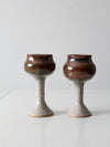 vintage studio pottery chalice pair