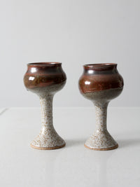 vintage studio pottery chalice pair