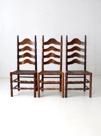 antique ladder back chairs with rush seat set of 3