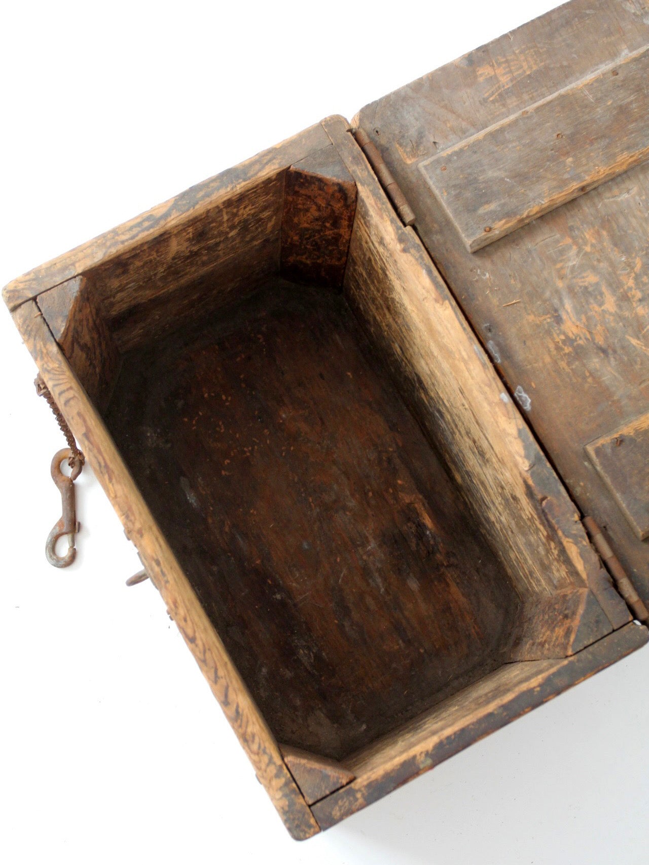 antique primitive industrial wood storage box