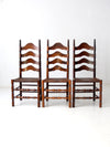 antique ladder back chairs with rush seat set of 3