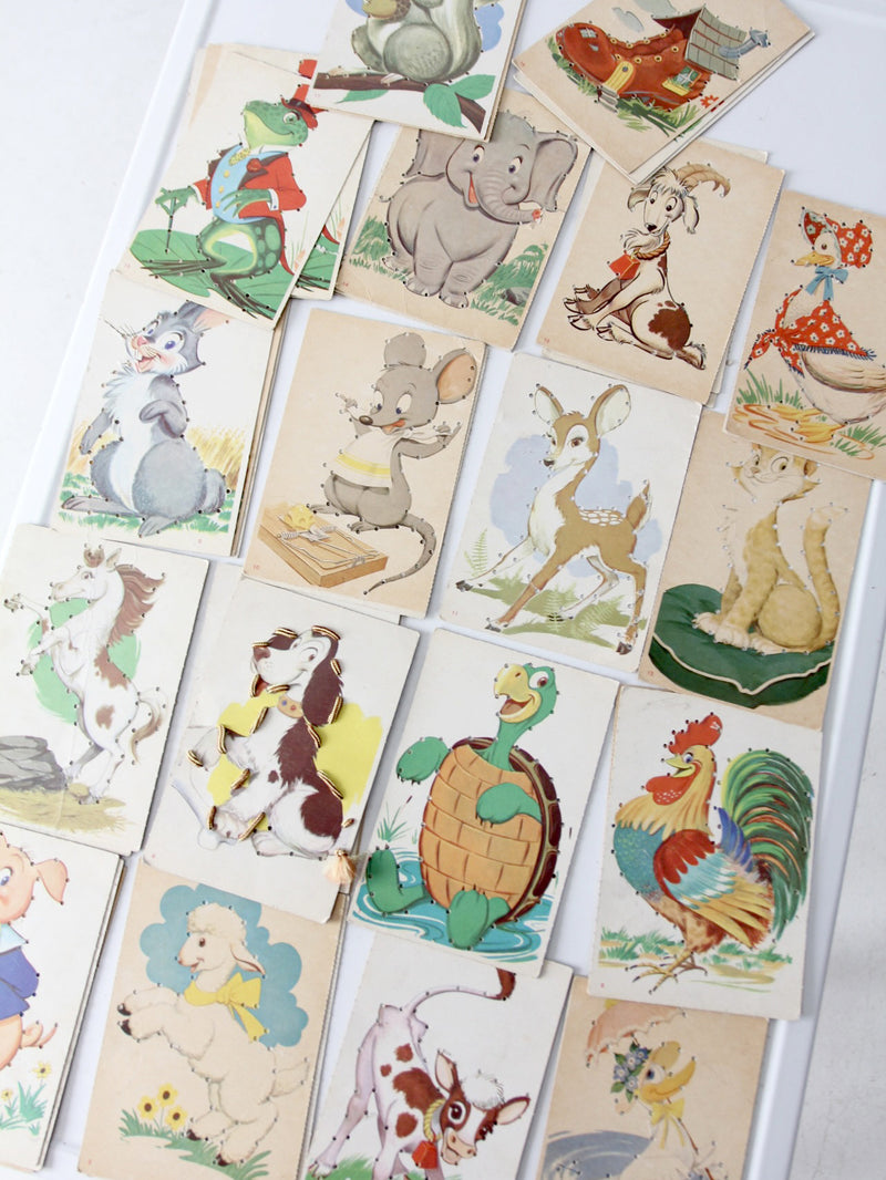 mid-century children's lacing cards set