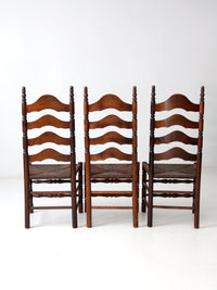antique ladder back chairs with rush seat set of 3