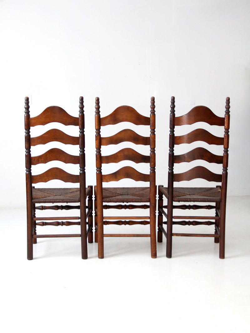 antique ladder back chairs with rush seat set of 3