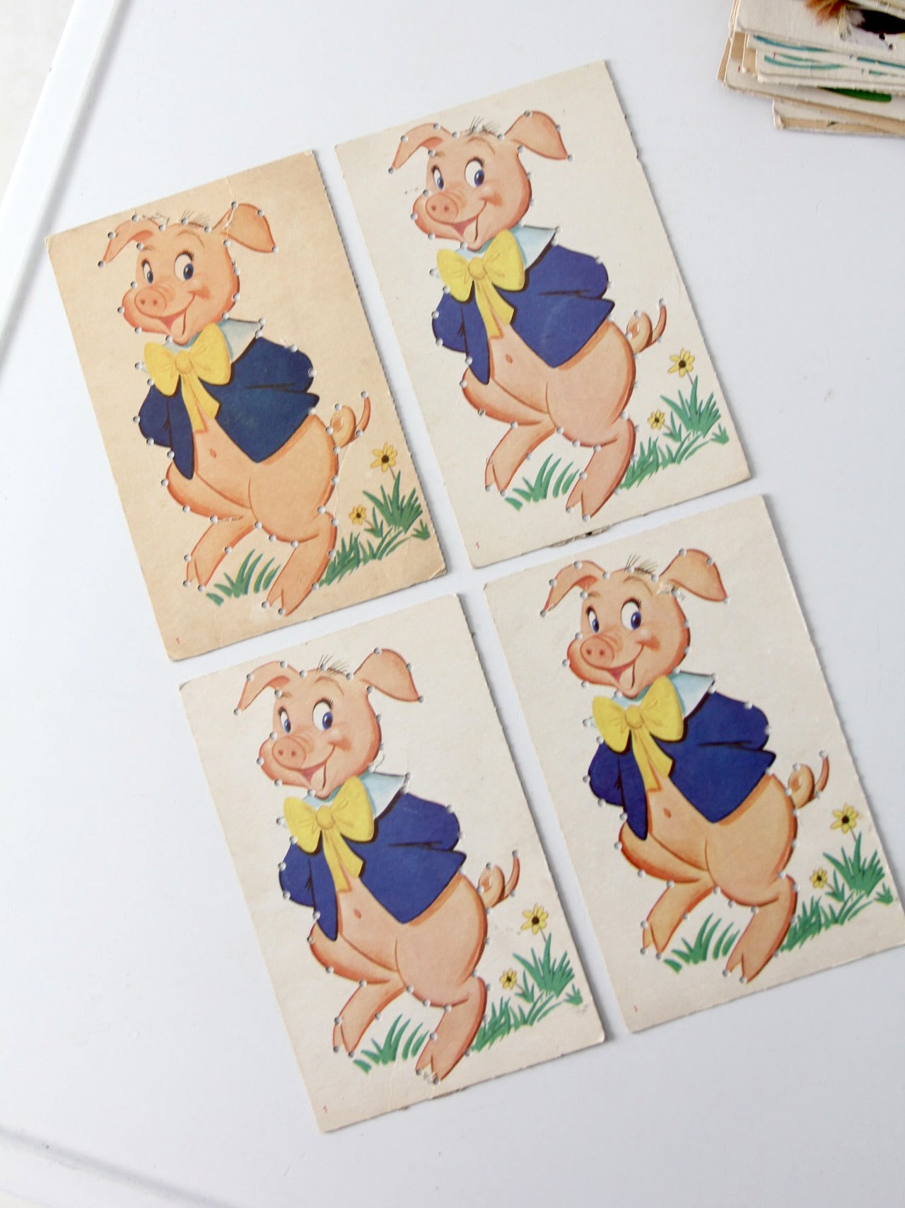 mid-century children's lacing cards set