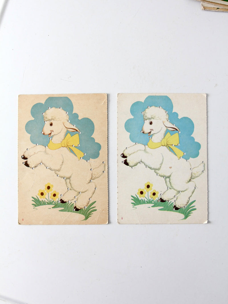 mid-century children's lacing cards set