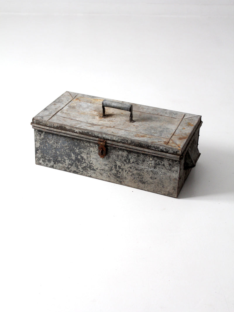 antique galvanized metal tool box